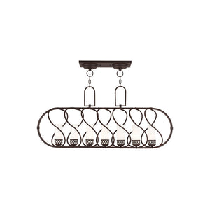 HomeRoots Seven Light Dimmable Chandelier - Modern Cylinder Shades for Stylish Dining Rooms & Living Spaces 687492