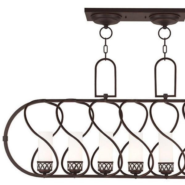 HomeRoots Seven Light Dimmable Chandelier - Modern Cylinder Shades for Stylish Dining Rooms & Living Spaces 687492