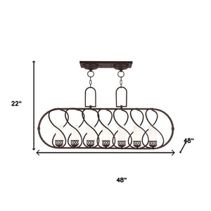 HomeRoots Seven Light Dimmable Chandelier - Modern Cylinder Shades for Stylish Dining Rooms & Living Spaces 687492