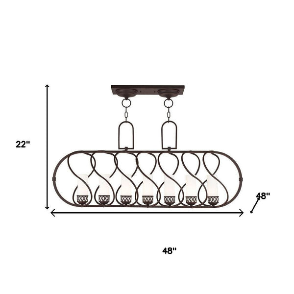 HomeRoots Seven Light Dimmable Chandelier - Modern Cylinder Shades for Stylish Dining Rooms & Living Spaces 687492