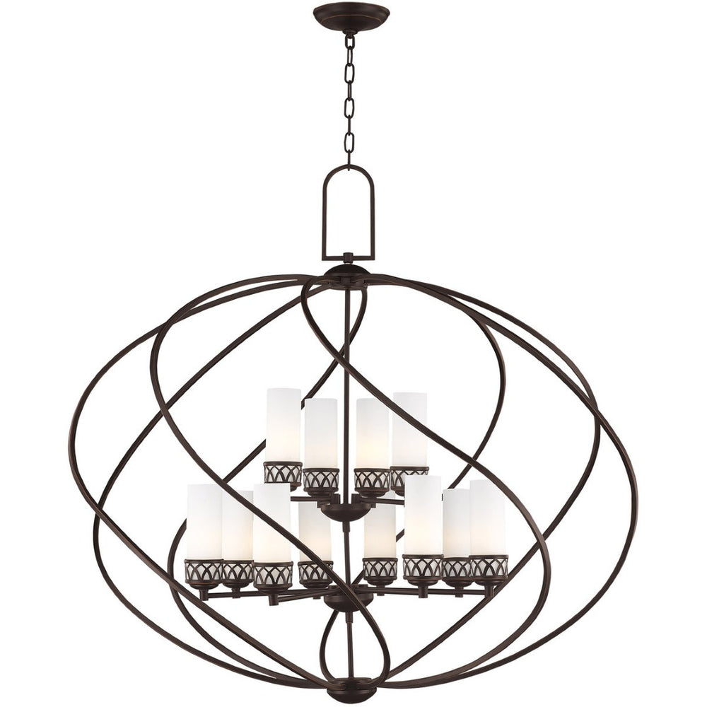 HomeRoots Twelve Light Dimmable Chandelier - Contemporary Steel Shades, Stylish Cylinder Design for Any Space 687493