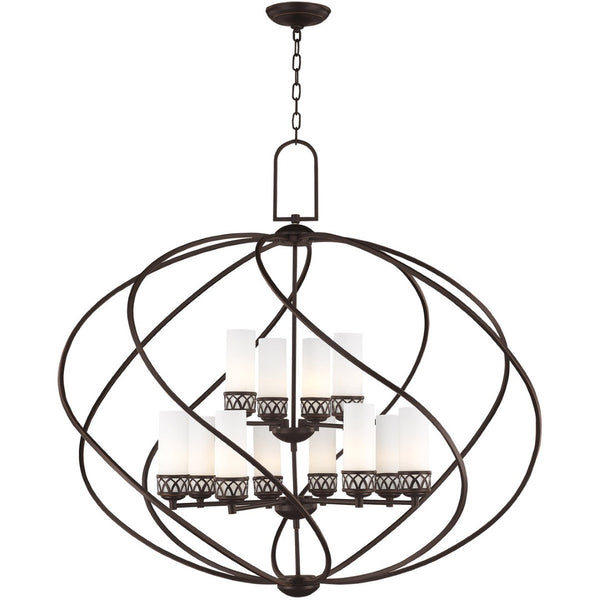 HomeRoots Twelve Light Dimmable Chandelier - Contemporary Steel Shades, Stylish Cylinder Design for Any Space 687493