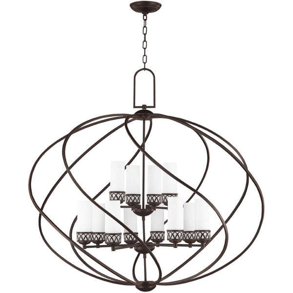 HomeRoots Twelve Light Dimmable Chandelier - Contemporary Steel Shades, Stylish Cylinder Design for Any Space 687493