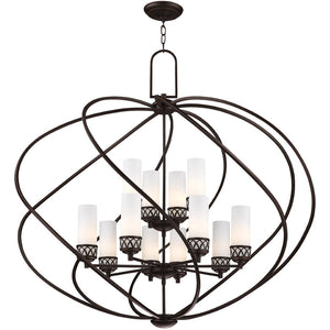 HomeRoots Twelve Light Dimmable Chandelier - Contemporary Steel Shades, Stylish Cylinder Design for Any Space 687493