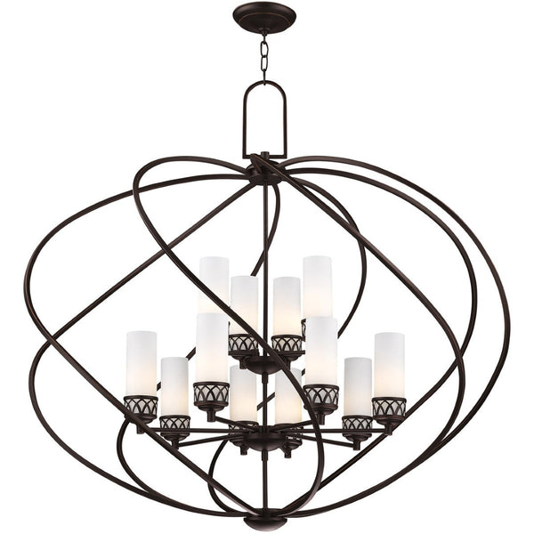 HomeRoots Twelve Light Dimmable Chandelier - Contemporary Steel Shades, Stylish Cylinder Design for Any Space 687493