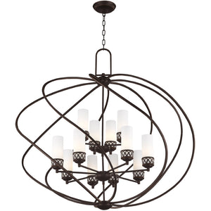 HomeRoots Twelve Light Dimmable Chandelier - Contemporary Steel Shades, Stylish Cylinder Design for Any Space 687493
