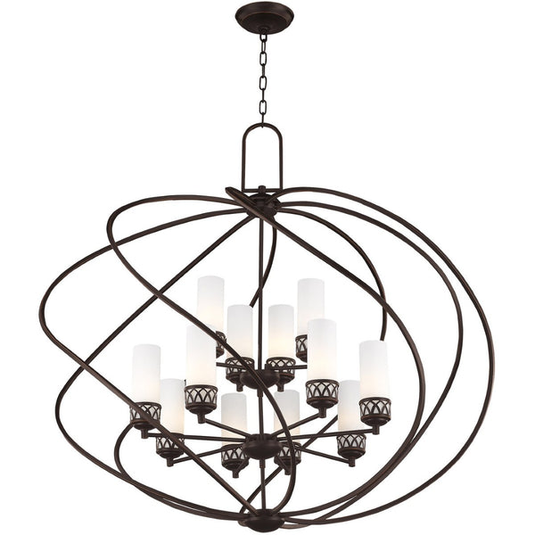 HomeRoots Twelve Light Dimmable Chandelier - Contemporary Steel Shades, Stylish Cylinder Design for Any Space 687493