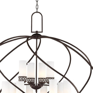 HomeRoots Twelve Light Dimmable Chandelier - Contemporary Steel Shades, Stylish Cylinder Design for Any Space 687493