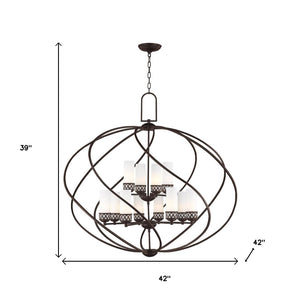 HomeRoots Twelve Light Dimmable Chandelier - Contemporary Steel Shades, Stylish Cylinder Design for Any Space 687493