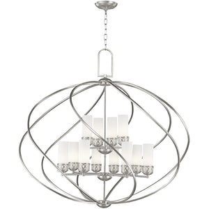 HomeRoots Twelve Stunning Dimmable Chandelier with Steel Shades – Modern Elegance for Dining & Living Spaces 687494