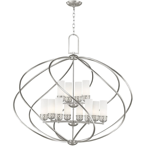 HomeRoots Twelve Stunning Dimmable Chandelier with Steel Shades – Modern Elegance for Dining & Living Spaces 687494