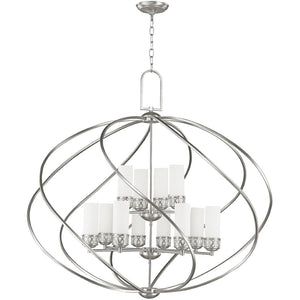 HomeRoots Twelve Stunning Dimmable Chandelier with Steel Shades – Modern Elegance for Dining & Living Spaces 687494