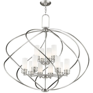 HomeRoots Twelve Stunning Dimmable Chandelier with Steel Shades – Modern Elegance for Dining & Living Spaces 687494