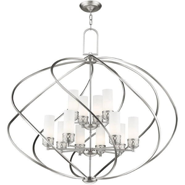 HomeRoots Twelve Stunning Dimmable Chandelier with Steel Shades – Modern Elegance for Dining & Living Spaces 687494