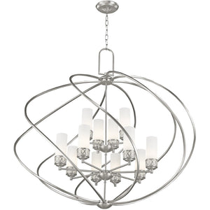 HomeRoots Twelve Stunning Dimmable Chandelier with Steel Shades – Modern Elegance for Dining & Living Spaces 687494