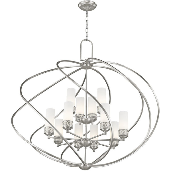 HomeRoots Twelve Stunning Dimmable Chandelier with Steel Shades – Modern Elegance for Dining & Living Spaces 687494
