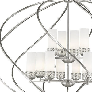 HomeRoots Twelve Stunning Dimmable Chandelier with Steel Shades – Modern Elegance for Dining & Living Spaces 687494