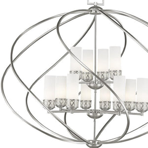 HomeRoots Twelve Stunning Dimmable Chandelier with Steel Shades – Modern Elegance for Dining & Living Spaces 687494