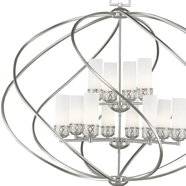 HomeRoots Twelve Stunning Dimmable Chandelier with Steel Shades – Modern Elegance for Dining & Living Spaces 687494