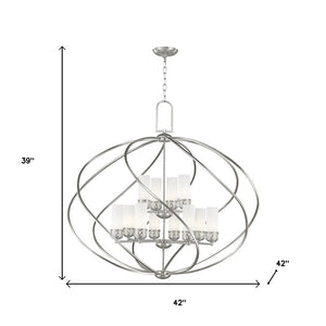 HomeRoots Twelve Stunning Dimmable Chandelier with Steel Shades – Modern Elegance for Dining & Living Spaces 687494
