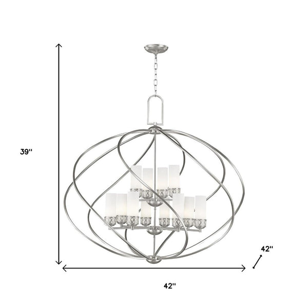 HomeRoots Twelve Stunning Dimmable Chandelier with Steel Shades – Modern Elegance for Dining & Living Spaces 687494