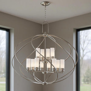 HomeRoots Twelve Stunning Dimmable Chandelier with Steel Shades – Modern Elegance for Dining & Living Spaces 687494