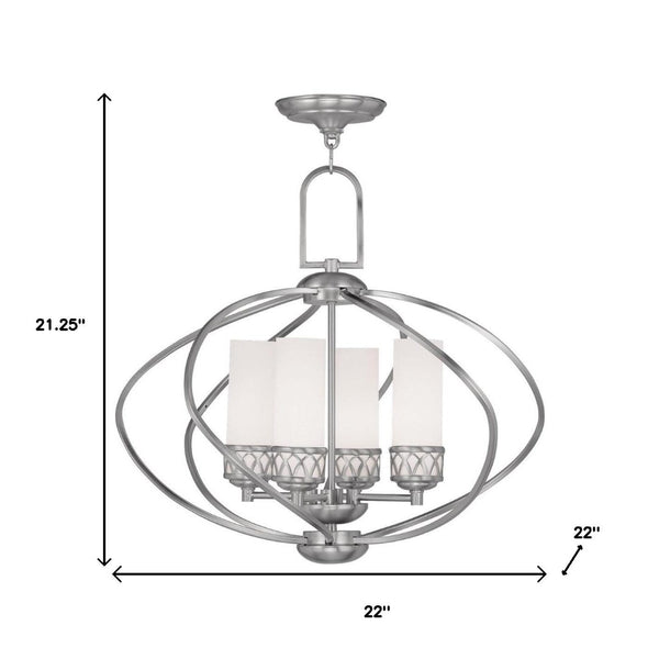 HomeRoots Four Light Dimmable Chandelier with Sleek Cylinder Shades for Modern Home Ambiance & Style 687496