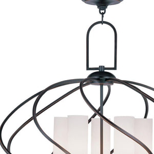 HomeRoots Five Light Dimmable Chandelier - Modern Cylinder Shades for Stylish Ambient Lighting in Any Room 687497