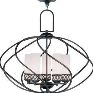 HomeRoots Five Light Dimmable Chandelier - Modern Cylinder Shades for Stylish Ambient Lighting in Any Room 687497