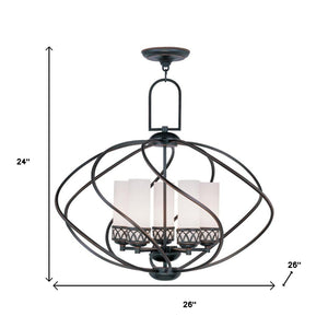HomeRoots Five Light Dimmable Chandelier - Modern Cylinder Shades for Stylish Ambient Lighting in Any Room 687497