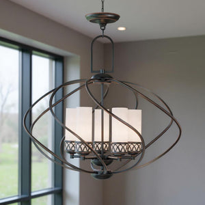 HomeRoots Five Light Dimmable Chandelier - Modern Cylinder Shades for Stylish Ambient Lighting in Any Room 687497
