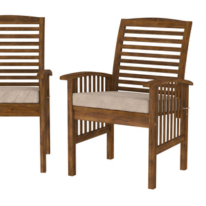 English Elm Walker Edison - Modern Acacia 2-Piece Slat-Back Patio Chair Set with Weather-Resistant Cushions, Dark Brown Finish B185P169383