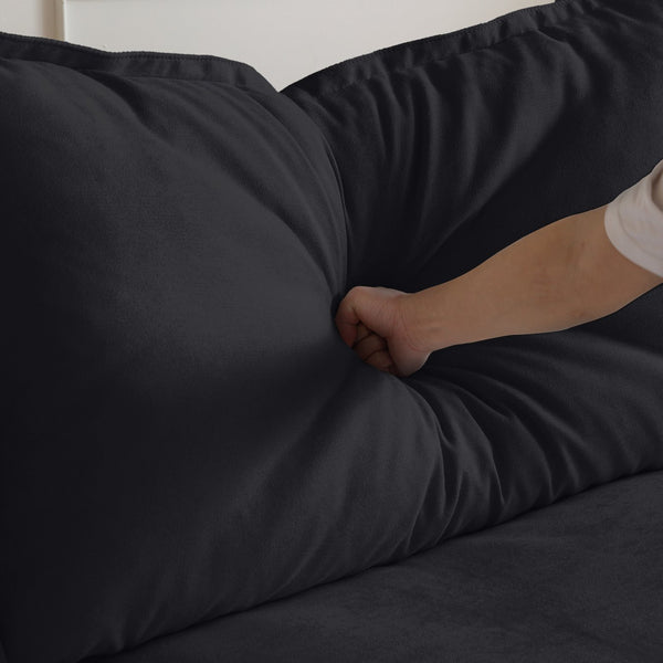 English Elm Sky Cloud Sectional Sofa with Cloud-Like Comfort, Modular L-Shaped Velvet Seating, Removable Covers, Storage Ottoman Black B341S00018