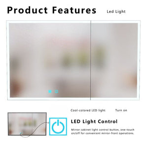 English Elm Led Aluminum Medicine Cabinet Two Door Wall Mount with Anti Fog Vanity Mirror Light W3083P373521