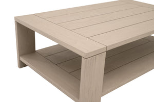 Essentials for Living Sur Outdoor Coffee Table Solid Teak Wood Washed Finish with Lower Shelf for Patio 6875.W-ET