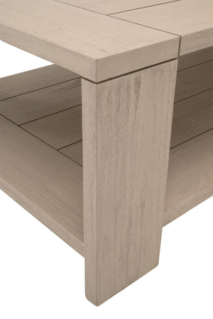 Essentials for Living Sur Outdoor Coffee Table Solid Teak Wood Washed Finish with Lower Shelf for Patio 6875.W-ET