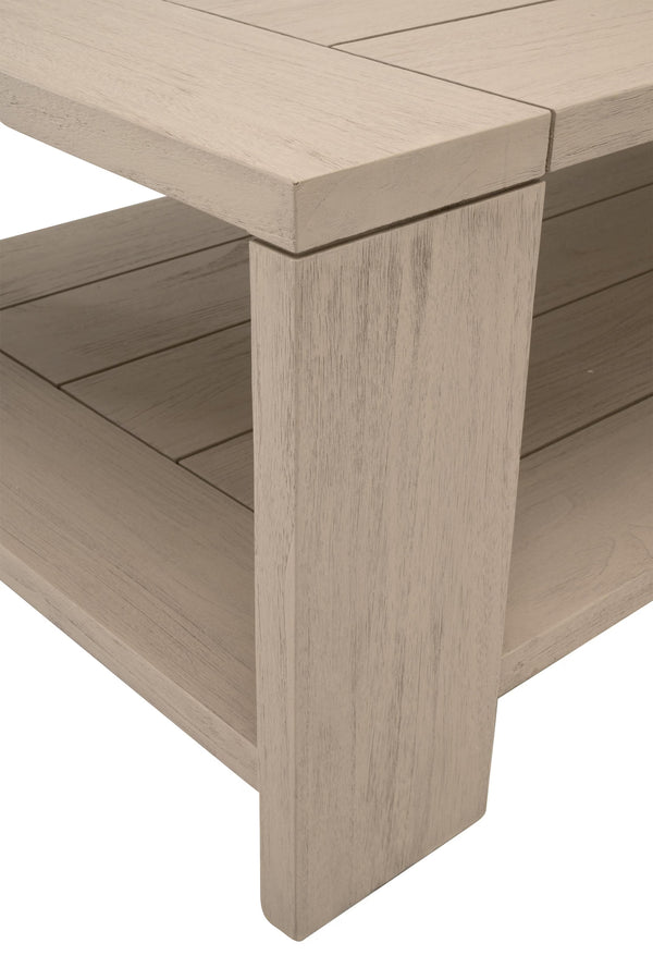 Essentials for Living Sur Outdoor Coffee Table Solid Teak Wood Washed Finish with Lower Shelf for Patio 6875.W-ET