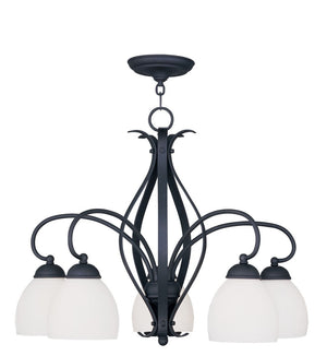 HomeRoots Black Five-Light Dimmable Chandelier with Sleek Cylinder Shades for Modern Home Elegance & Style 687500