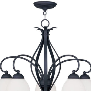 HomeRoots Black Five-Light Dimmable Chandelier with Sleek Cylinder Shades for Modern Home Elegance & Style 687500