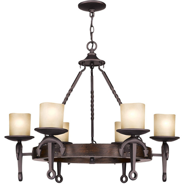 HomeRoots Six Light Resin Dimmable Chandelier - Modern Cylindrical Design with Soft Ambient Illumination 687501