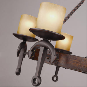 HomeRoots Six Light Resin Dimmable Chandelier - Modern Cylindrical Design with Soft Ambient Illumination 687501