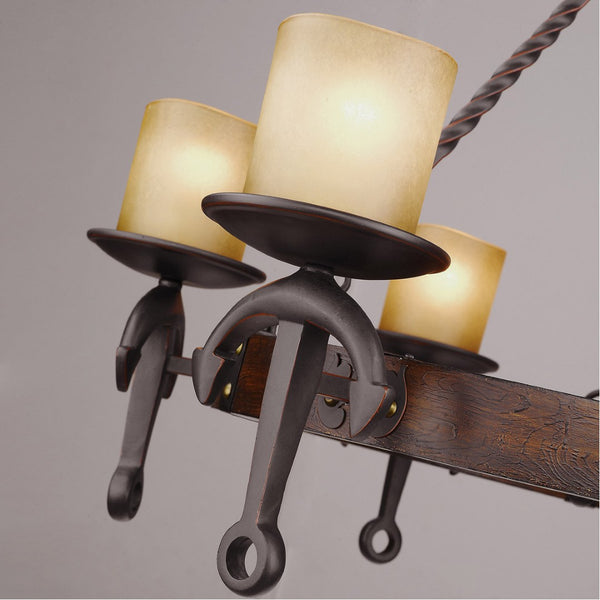 HomeRoots Six Light Resin Dimmable Chandelier - Modern Cylindrical Design with Soft Ambient Illumination 687501