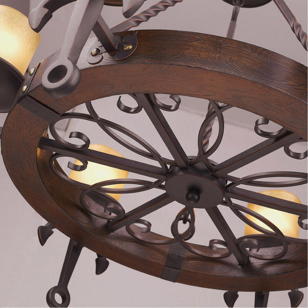 HomeRoots Six Light Resin Dimmable Chandelier - Modern Cylindrical Design with Soft Ambient Illumination 687501