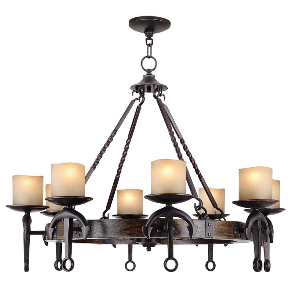 HomeRoots Eight Light Resin Chandelier - Dimmable Modern Fixture with Unique Cylindrical Design for Any Space 687502