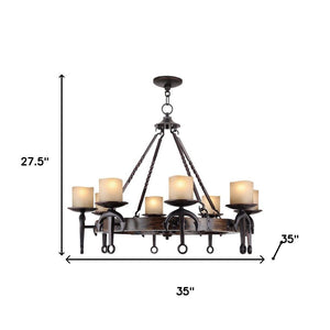 HomeRoots Eight Light Resin Chandelier - Dimmable Modern Fixture with Unique Cylindrical Design for Any Space 687502
