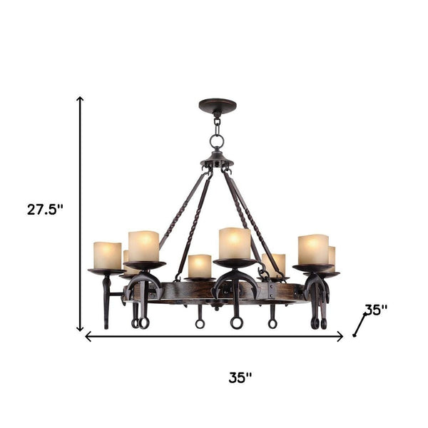 HomeRoots Eight Light Resin Chandelier - Dimmable Modern Fixture with Unique Cylindrical Design for Any Space 687502