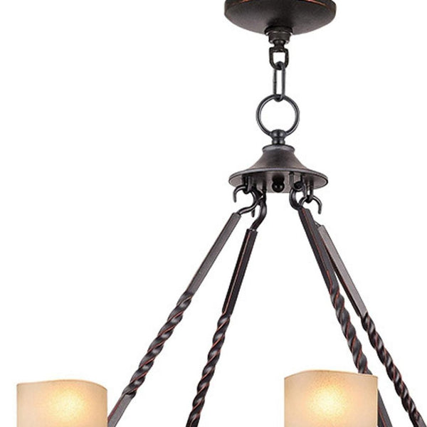 HomeRoots Eight Light Resin Chandelier - Dimmable Modern Fixture with Unique Cylindrical Design for Any Space 687502