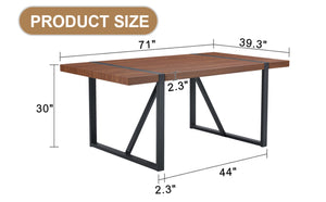 English Elm Industrial Walnut Rectangular Dining Table with Black Metal Legs Seats up to Eight W1151P230573