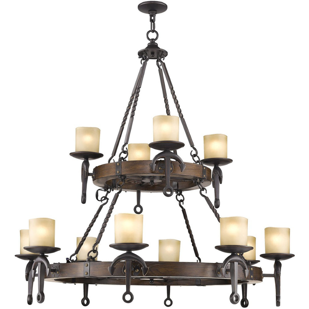 HomeRoots Twelve Light Dimmable Chandelier with Resin Shades - Elegant Modern Fixture for Any Space 687503