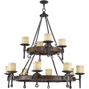 HomeRoots Twelve Light Dimmable Chandelier with Resin Shades - Elegant Modern Fixture for Any Space 687503